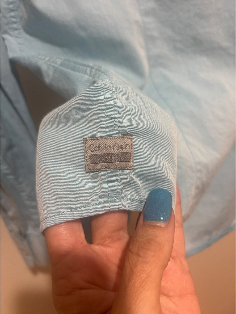 Calvin Klein Jeans Chambray Button Up Shirt Women’s Small Blue Cotton Top - Picture 7 of 8